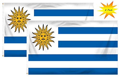 K's Novelties Uruguay Flags Set of 2 Outdoor 3x5 Feet Uruguay Flags Uruguayan National Flag
