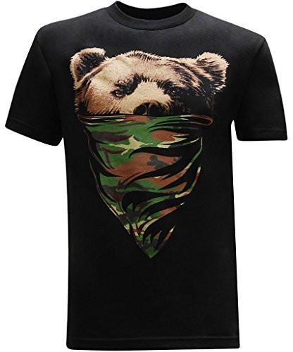 tees geek California Republic -Camo Bandana Bear- Men's T-Shirt - L