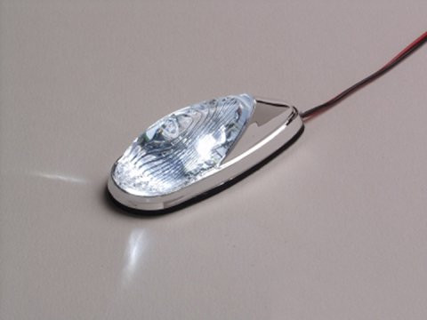 K and S LED MARKER LIGHTS MINI-FLUSH MT. CHROME BODY WHT-CLR -1 LED- 25-9504