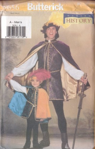 OOP Butterick Sewing Pattern 5656. Men's Szy XSSMLXL Renaissance Costume