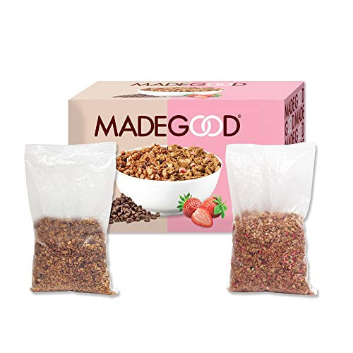 MadeGood 2-in1 Strawberry  and  Chocolate Crispy Light Granola 16 Oz. Bags 2 Pack- Gluten Free Vegan Allergy-Friendly Organic Non-GMO