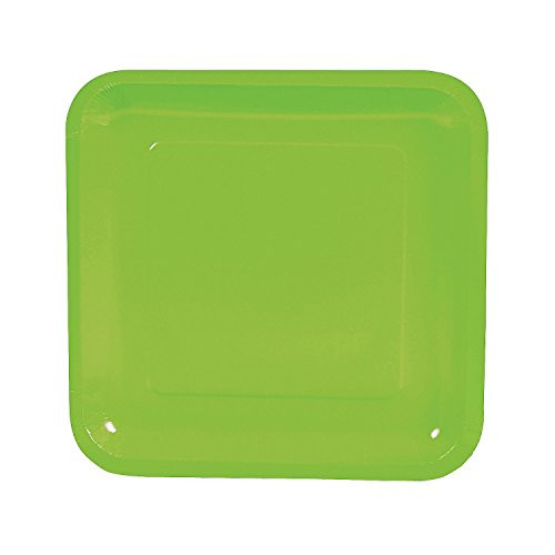 Fun Express Lime Green Square Paper Dinner Plates - 18 Ct. - Party Supplies - 18 Pieces