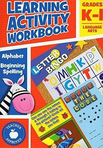 Learning Activity Workbook - Set of 2 Workbooks Language Arts  plus Math - Grades K 1 - Teacher Approved
