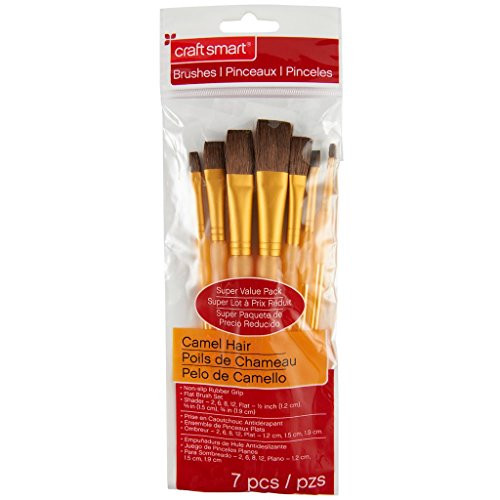 Craft Smart Shader  and  Flat Brush Set Camel Hair 7 Pieces