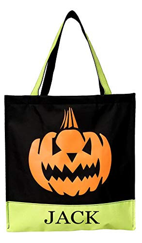 Custom Personalized Character Halloween Bag Trick or Treat Tote -Jack O Lantern Personalized-