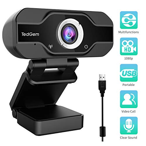 PC Webcam, TedGem 1080P Full HD Webcam USB Desktop & Laptop Webcam Live Streaming Webcam with Microphone Widescreen HD Video Webcam 90-Degree Extended View for Video Calling, Conferencing, Recording PC Webcam, TedGem 1080P Full HD Webcam USB Desktop & Laptop Webcam Live Streaming Webcam with Microphone Widescreen HD Video Webcam 90-Degree Extended View for Video Calling, Conferencing, Recording