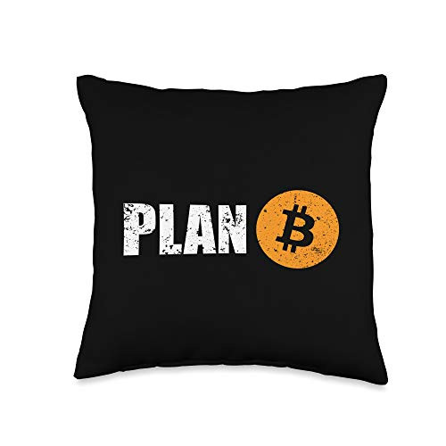 Bitcoin Cryptocurrency  and  Blockchain Apparel Bitcoin Plan B Throw Pillow 16x16 Multicolor