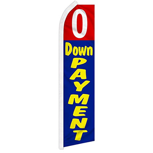 O percent Down Payment Swooper Flag -Red and Blue-