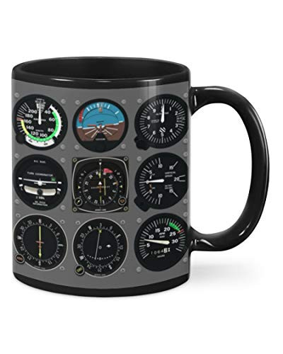 Pilot Indicator Mug Funny Pilot Meter Aircraft Flight Deck Gifts For Men Women Kids Ceramic Coffee 11-15 Oz Mug
