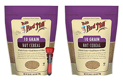 Bob's Red Mill 10 Grain Hot Cereal 25 Ounce Bundle with Measuring Spoons by Westkitch -2 Pack-