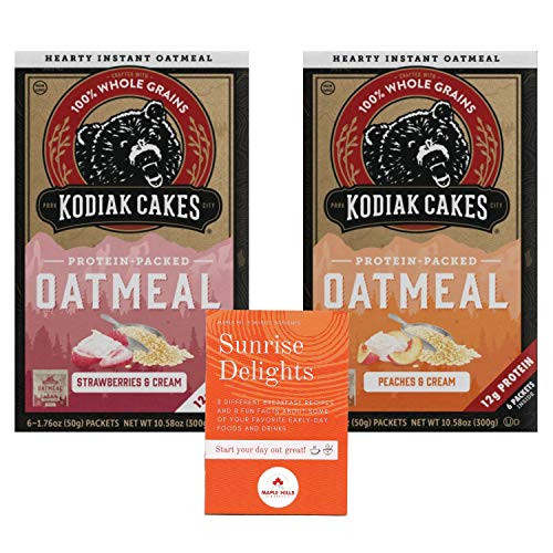 Kodiak Cakes Protein-Packed Oatmeal Variety Bundle With 2 Flavors - 1 box of Strawberries and Cream and 1 box of Peaches and Cream - Includes Free Recipes and Fun Facts Booklet Sunrise Delights Kodiak Cakes Protein-Packed Oatmeal Variety Bundle With 2 Flavors - 1 box of Strawberries and Cream and 1 box of Peaches and Cream - Includes Free Recipes and Fun Facts Booklet Sunrise Delights