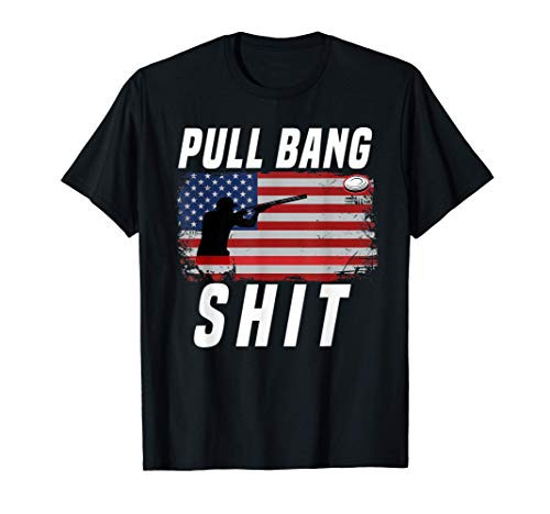 Pull Bang Skeet Shooting I Patriotic Clay Target USA Flag T-Shirt