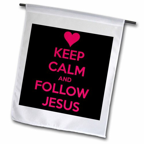 3dRose fl_173387_1 Keep Calm and Follow Jesus USA Black and Pink USA Garden Flag, 12 by 18"