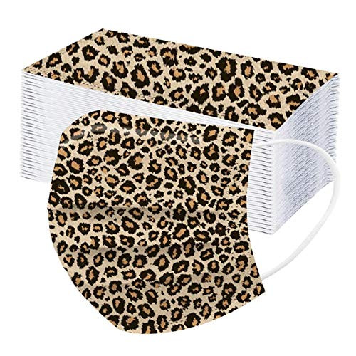 50PC Leopard Disposable Face Masks For Adult Women Sexy Cheetah Print Paper Masks Full Face Cover Protections -K-