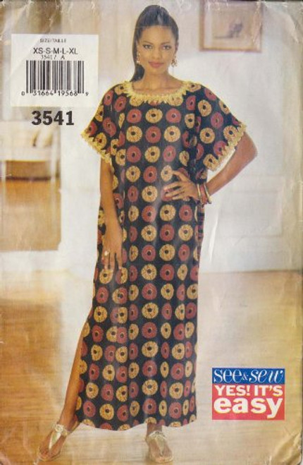 UNCUT  and  OOP SEE  and  SEW BUTTERICK 3541 MISSES CAFTAN SEEING PATTERN SIZES XS S M L XL
