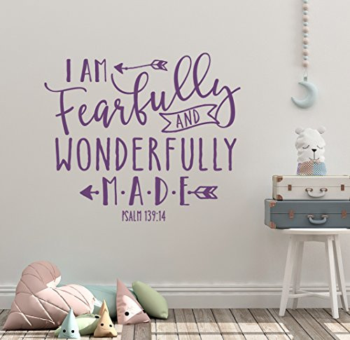 26"x24" I Am Fearfully and Wonderfully Made Psalm 139-14 Christian Bible Verse Scripture Wall Decal Sticker Art Mural Home Decor 26"x24" I Am Fearfully and Wonderfully Made Psalm 139-14 Christian Bible Verse Scripture Wall Decal Sticker Art Mural Home Decor