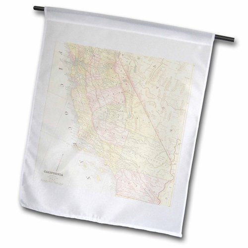 3dRose fl_178844_1 Vintage California Map USA Garden Flag, 12 by 18"
