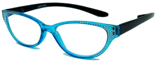 In Style Eyes Rubber Neckin' Bling Neck Hanging Reading Glasses Blue 2.75x