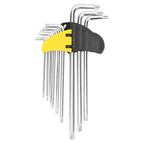 Star Hex Wrench Set L Long?Arm Hex Key Tools Set for Assembly and Repair of Mechanical Equipment 9 Pcs -Silver-