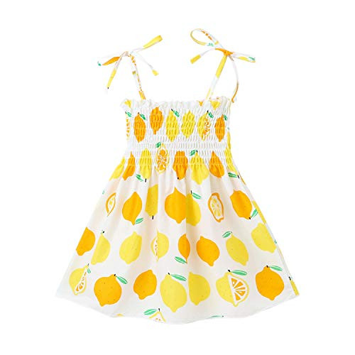Toddler Baby Girl Summer Dress Sleeveless Strap Floral Princess Dress Cute Sundress Boho Beach Outfits -Yellow Lemon18-24 Months- Toddler Baby Girl Summer Dress Sleeveless Strap Floral Princess Dress Cute Sundress Boho Beach Outfits -Yellow Lemon18-24 Months-