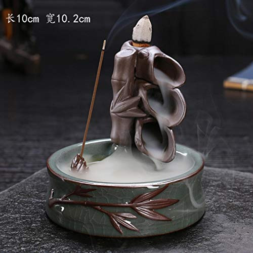 Handcrafted Incense Burner Backflow Incense Holder, Ceramic Backflow Incense Burner with 10PCS Incense Cones for Home Decor Yoga (A 10x10cm)