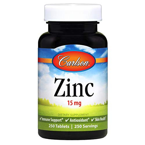 Carlson - Zinc 15 mg Zinc Supplement Zinc Gluconate Immune Support and Skin Health Zinc Tablets Antioxidant Zinc Capsules 250 Tablets Carlson - Zinc 15 mg Zinc Supplement Zinc Gluconate Immune Support and Skin Health Zinc Tablets Antioxidant Zinc Capsules 250 Tablets