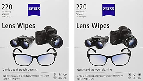 Zeiss Pre-Moistened Lens Cleaning Wipes 220 Count -Pack of 2- Zeiss Pre-Moistened Lens Cleaning Wipes 220 Count -Pack of 2-