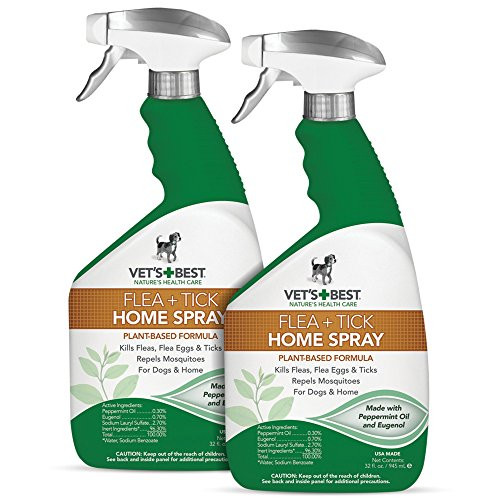 Vet's Best Flea and Tick Home Spray  Flea Treatment for Dogs and Home  Flea Killer with Certified Natural Oils  32 Ounces 2 Pack