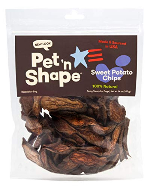 Pet 'n Shape Chik 'N Sweet Potato Chips  Made and Sourced in The USA-All Natural Healthy Dog Treat 14 Oz