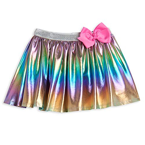 JoJo Siwa Big Girls Pleated Skirt Skort with Bow Rainbow Metallic 14-16