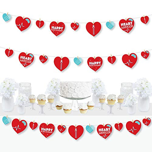 Big Dot of Happiness Happy Heartiversary - CHD Awareness DIY Decorations - Clothespin Garland Banner - 44 Pieces