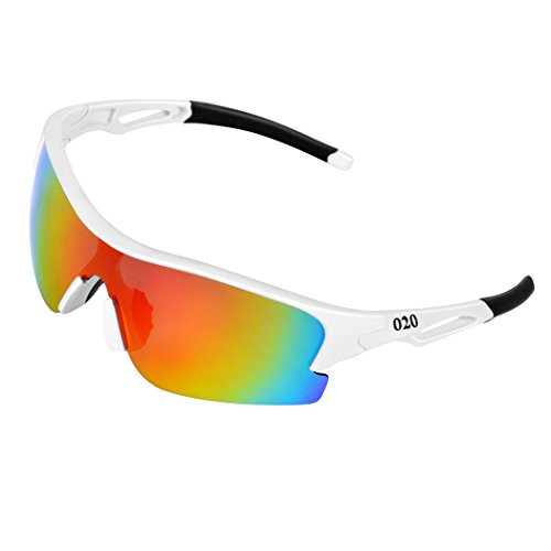 O2O Polarized Sports Sunglasses for Women Men Teens Youth Biking Running Golf Unbreakable Frame -White-