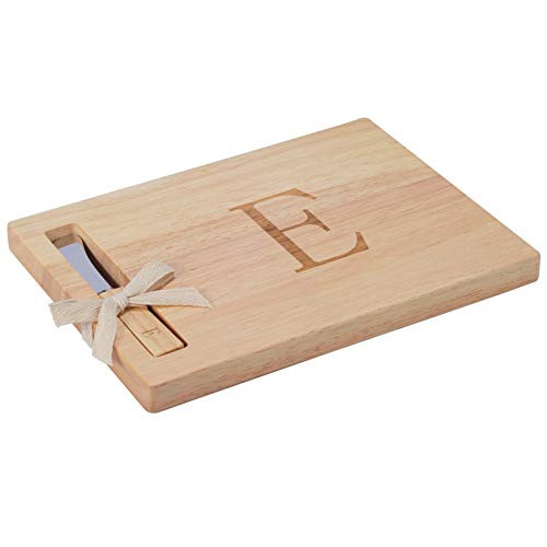 Monogram Oak Wood Cheese Board With SpreaderE-Initial -E-