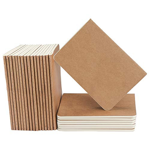 Kraft Notebook Unlined Eusoar 24 Pack A6 3.9 x 5.5 Softcover Kraft Notebook Unlined Blank Books Travel Journal Notebook Notepad Set Bulk Students Office Writing Diary Subject Notebooks Paper