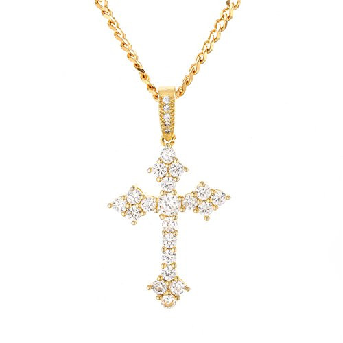 charlinliol 18k Gold Plated Necklace Iced Out Cubic Zirconia Cross Pendant Hip Hop Jewelry Chain for Men and Women charlinliol 18k Gold Plated Necklace Iced Out Cubic Zirconia Cross Pendant Hip Hop Jewelry Chain for Men and Women