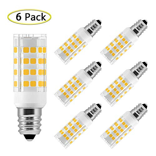 E12 LED Bulb 5W Equivalent to 40W Halogen Bulb, T3/T4 E12 Candelabra Base, Mini E12 LED Light Bulbs Warm White 3000K for Ceiling Fan, Chandelier, Home Lighting, AC 110V 120V 130V (6 Pack)