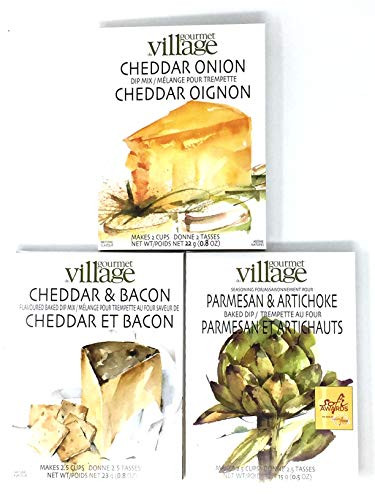 Gourmet du Village Dip Mix Trio - Parmesan  and  Artichoke Dip Cheddar  and  Bacon Dip and Cheddar Onion Dip