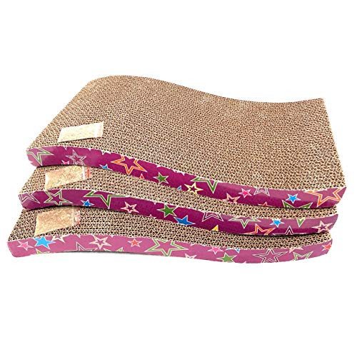 Cat Scratcher Pad with Catnip - Cat Cardboard Scratch Durable Scratching Pad Reversible -Wave 3 Units- Cat Scratcher Pad with Catnip - Cat Cardboard Scratch Durable Scratching Pad Reversible -Wave 3 Units-
