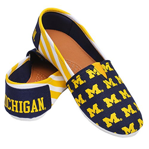 FOCO Michigan Wolverines NCAA Womens Stripe Canvas Shoes - L