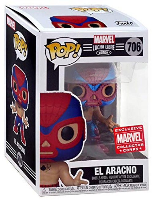 Funko Pop Marvel Collector Corps Exclusive Lucha Libre 706 Metallic El Aracno w- Free Acrylic Case Funko Pop Marvel Collector Corps Exclusive Lucha Libre 706 Metallic El Aracno w- Free Acrylic Case
