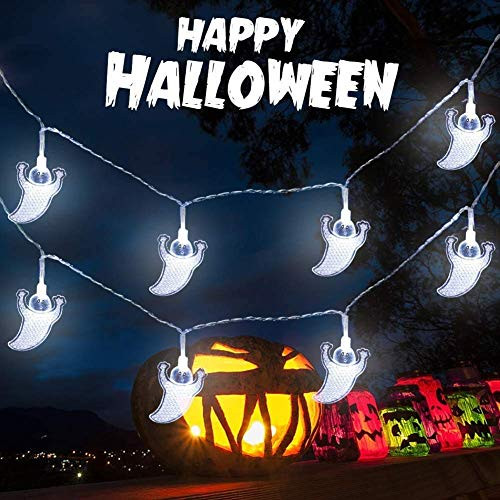 Halloween String Lights Battery Operated 60-40 LED 35.4 FT of Jack-O-Lantern Pumpkin Lights Bats Spider and Ghosts for Outdoor  and  Indoor Halloween Party Decorations -Ghost- Halloween String Lights Battery Operated 60-40 LED 35.4 FT of Jack-O-Lantern Pumpkin Lights Bats Spider and Ghosts for Outdoor  and  Indoor Halloween Party Decorations -Ghost-