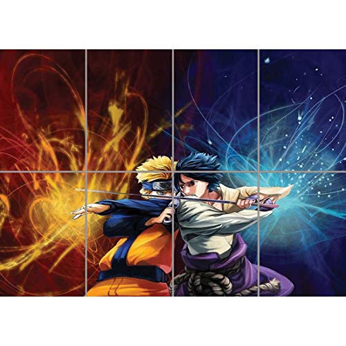 Doppelganger33 LTD Naruto Manga Anime Fight Sword Japan Cartoon Wall Art Multi Panel Poster Print 47x33 inches