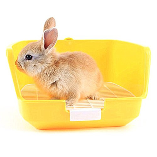 Small Animal Potty Trainer Corner Litter Toilet for Hamster Gerbil Bunny Chinchilla Guinea Pig Ferret -E Yellow-