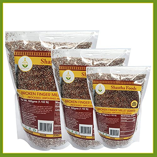 Shatha Broken Finger Millet -Grits- -Pack of 3- Each Pkt 500g -B-P-
