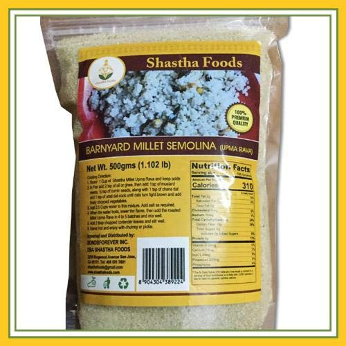 Shastha Barnyard Millet Semolina - Upma Rava - Pack Of 3 - Each-500 Gms - B-P -