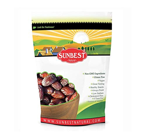 SUNBEST NATURAL Sun-Dried Pitted Dates in Resealable Bag Premium Quality Gluten Free - Non GMO - Vegan - Kosher -4 Lb-