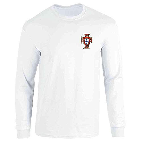 Portugal Soccer Retro National Team Football White L Full Long Sleeve Tee T-Shirt