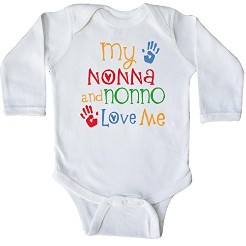 inktastic My Nonna and Nonno Love Me Long Sleeve Creeper 6 Months White 26a57