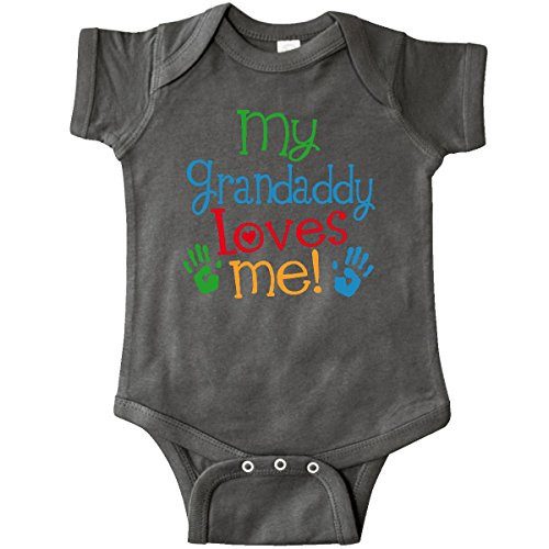 inktastic My Grandaddy Loves Me Outfit Infant Creeper Newborn Charcoal Grey
