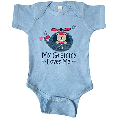 inktastic Grammy Loves Me Grandson Bear Infant Creeper Newborn Light Blue 32beb